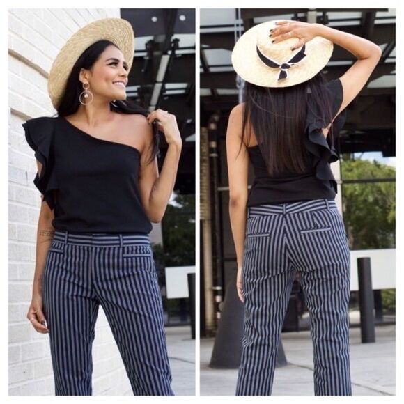 - Banana Republic Sloan Navy Striped Pants SIZE 2 - Picture 1 of 6